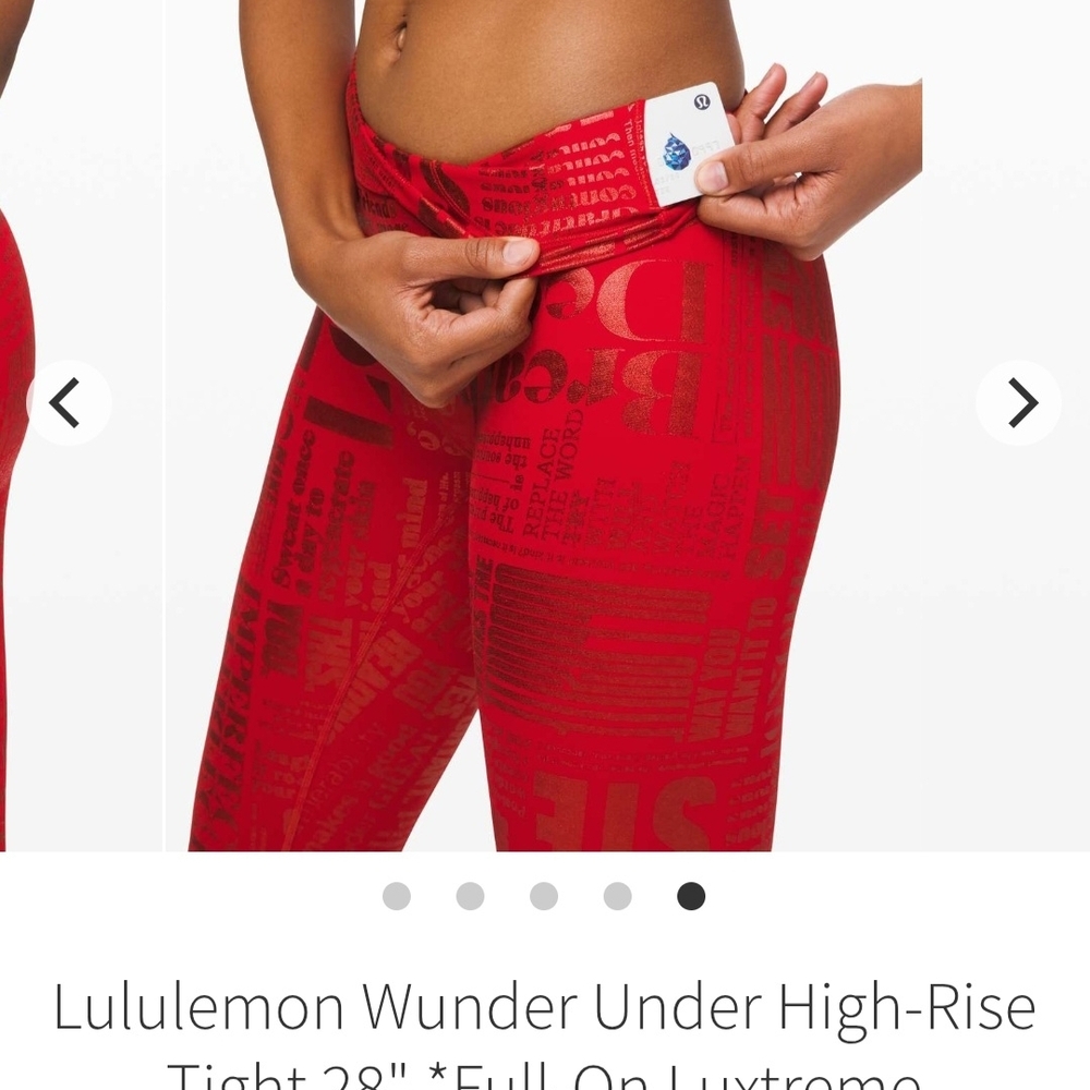 Lululemon Red Wunder Under High-Rise Leggings Shiny Manifesto Size: 6